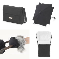BabyStyle Prestige Nimbus ISOFIX Travel System (Nimbus Black - Special Edition) - showing some of the included accessories