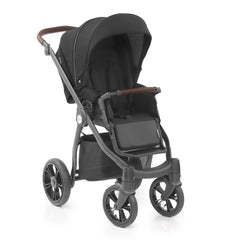 BabyStyle Prestige Nimbus ISOFIX Travel System (Nimbus Black - Special Edition) - quarter view, showing the pushchair in forward-facing mode