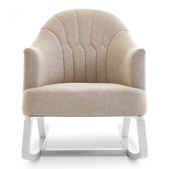 Obaby Round Back Rocking Chair (White with Oatmeal) - front view, showing the chair`s arms and sculpted back rest