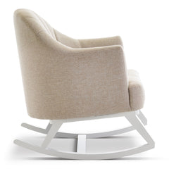 Obaby Round Back Rocking Chair (White with Oatmeal) - side view, showing the chair`s rocking bars