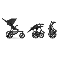 Hauck Runner2 All Terrain Pushchair (Black) - side view, showing how the stroller folds