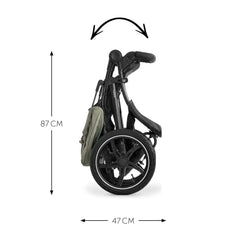 Hauck Runner 2 All Terrain Pushchair (Disney - Mickey Mouse Olive) - showing the Runner`s dimensions when folded