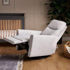 Obaby Savannah Swivel Glider Recliner Chair (Pebble) - showing the chair fully reclined