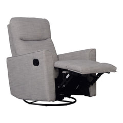 Obaby Savannah Swivel Glider Recliner Chair (Pebble) - showing the chair reclined with its leg rest raised