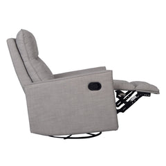 Obaby Savannah Swivel Glider Recliner Chair (Pebble) - side view, shown here reclined with leg rest raised