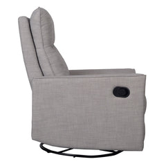 Obaby Savannah Swivel Glider Recliner Chair (Pebble) - side view, showing the recline function lever on the side of the chair