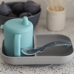 BEABA Silicone Meal Set - 3 Piece (Blue) - lifestyle image