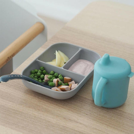 BEABA Silicone Meal Set - 3 Piece (Blue) - lifestyle image