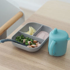 BEABA Silicone Meal Set - 3 Piece (Blue) - lifestyle image