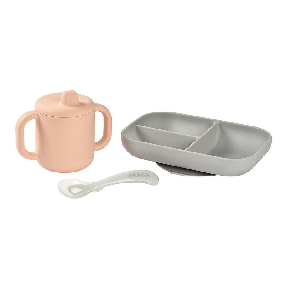 BEABA Silicone Meal Set - 3 Piece Pink