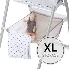 Hauck Sit N Fold Highchair (Beige) - showing the highchiar`s large storage basket