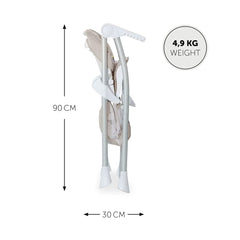 Hauck Sit N Fold Highchair (Beige) - showing the highchiar`s dimensions when folded