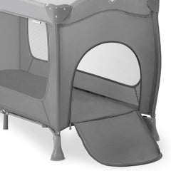 Hauck Sleep'n'Play Go Plus Travel Cot (Grey) - showing the exit door which can only be opened from the outside