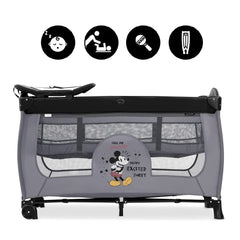 Hauck Sleep'n'Play Centre (Mickey Mouse - Grey) - showing the centre`s multiple functions
