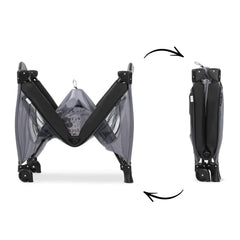 Hauck Sleep'n'Play Centre (Mickey Mouse - Grey) - showing how the centre folds up for travel or storage