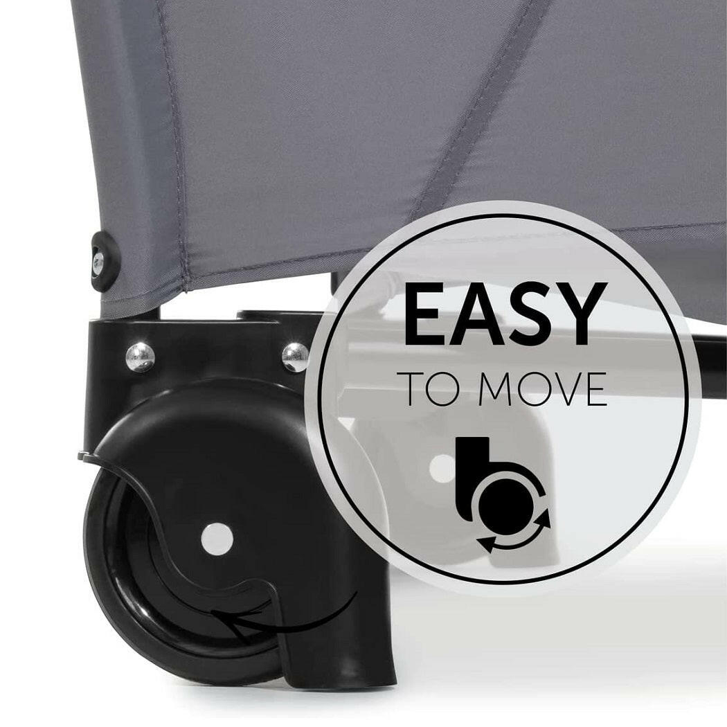 Hauck Sleep'n'Play Centre (Mickey Mouse - Grey) - showing one of the centre`s concealed wheels which make it easy to move about