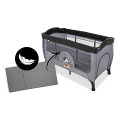 Hauck Sleep'n'Play Centre (Mickey Mouse - Grey) - showing the centre`s included folding mattress