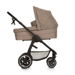 Hauck Soul Plus Trio Set (Melange Beige Almond) - showing the chassis and carrycot together as the pram