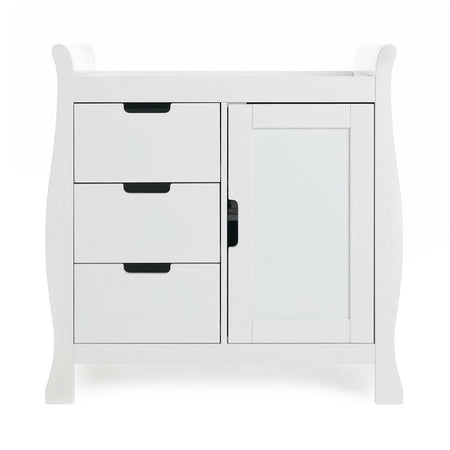 Obaby Stamford MINI Sleigh 2 Piece Room Set (White) - showing the changing unit