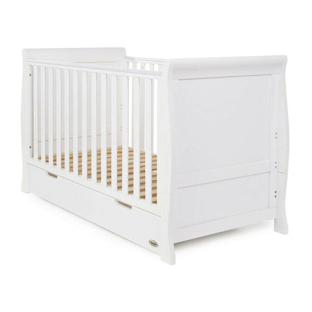 Obaby Stamford Sleigh Cot Bed & Drawer White