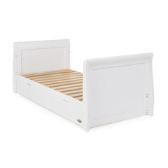 Obaby Stamford Sleigh Cot Bed with Drawer (White) - shown here as the junior bed