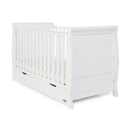 Obaby Stamford Sleigh Cot Bed with Drawer (White) - shown here as the cot (mattress not included, available separately)
