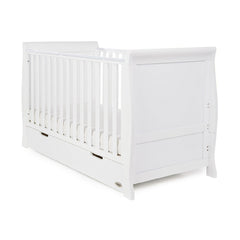 Obaby Stamford Sleigh Cot Bed with Drawer (White) - shown here as the cot (mattress not included, available separately)