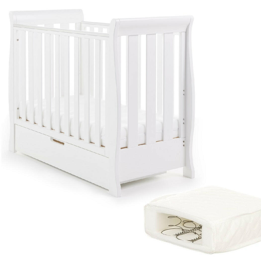 Obaby Stamford Space Saver Cot With SPRUNG Mattress White