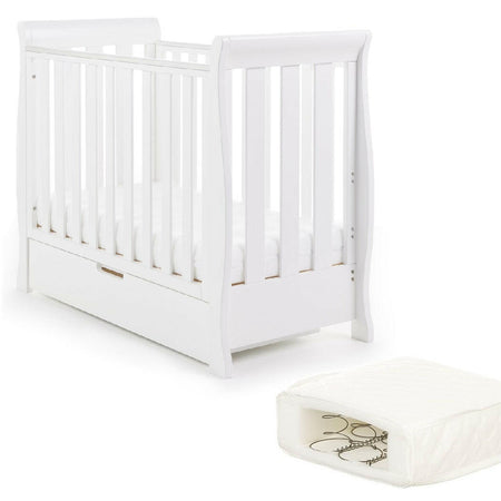 Obaby Stamford Space Saver Cot With SPRUNG Mattress White