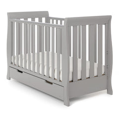 Obaby Stamford Mini Sleigh Cot Bed with SPRUNG Mattress (Warm Grey) - shown here as the cot