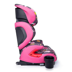 Cosatto Sumo Group 2/3 ISOFIT Car Seat (Unicorn Land) - side view, showing the seat`s arm rests and ISOFIX connection brackets