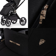 Venicci Upline Travel System 3-in-1 (All Black) - showing the Upline`s stylish gold accents