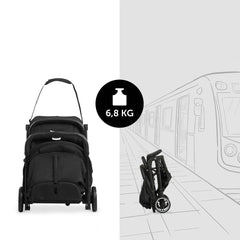 Hauck Travel N Care Stroller (Black) - showing the stroller folded and freestanding