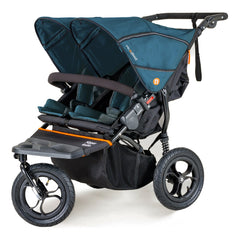 Out n About Nipper DOUBLE v5 Baby Pushchair (Highland Blue) - shown here with both hoods extended